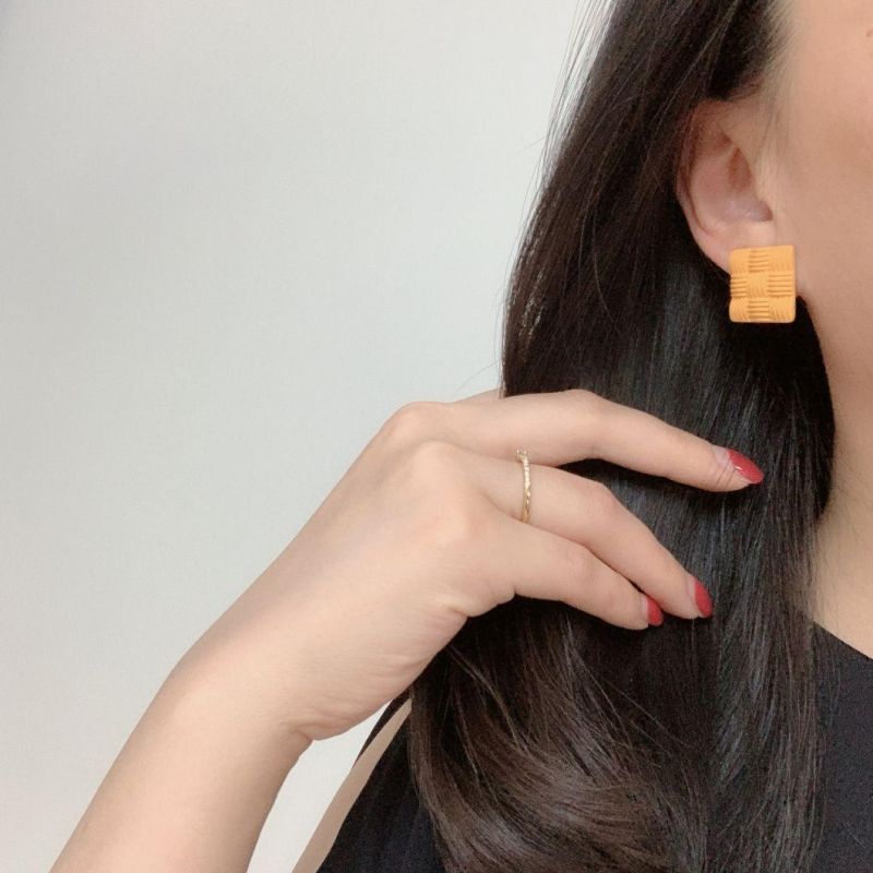 S925 Silver Needle Geometric Earrings New Yellow Simple Trend Earrings