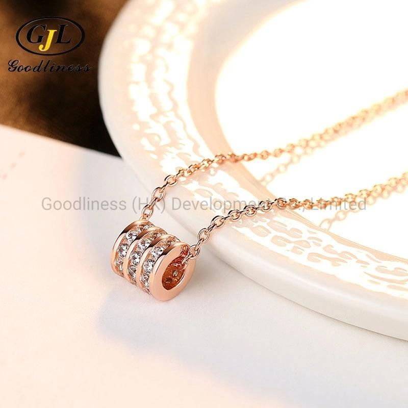 Zircon Three Row Diamond Necklace Pendant Square Drill Clavicle Necklace