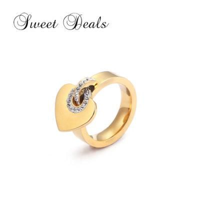 Titanium Jewelry Fashion Diamond Heart Ring