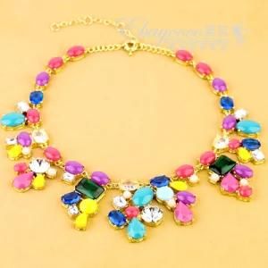 Fashion Zinc Alloy Necklace with Multicolor Gemstones (MJ-SJ-63353)