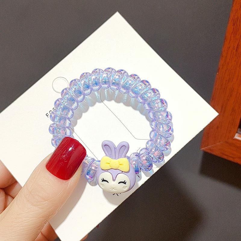 Very Peri Cartoon Telephone Line Band Traceless Head Rope Elastic Durable Rubber Band Hair Accessories Hair Ring