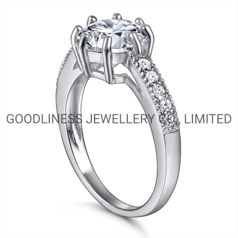 Rhineshtone Jewelry 925 Sterling Silver Diamond Women Engagement Wedding Rings