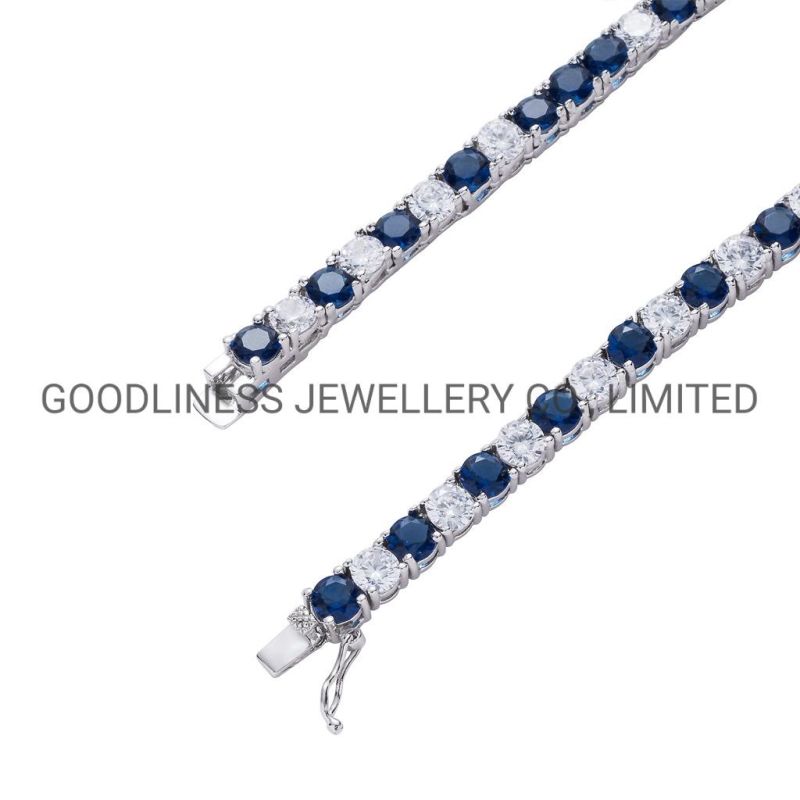 Gemstone Gold Choker Layered Sapphire Tennis Chain Necklace for Women