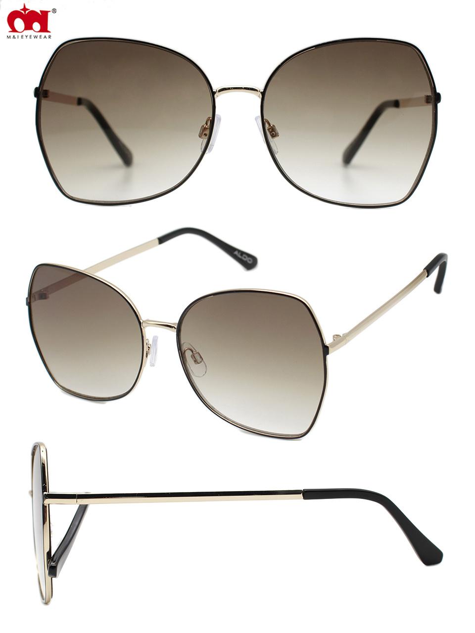 Custom Oversized Flexible Hinge Optical Sun Glasses High Quality Men Women Metal Polarized UV 400 Best Sunglass with Colord Lens (WSM20015)