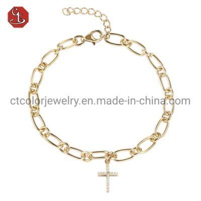 Trending Bangle 2022 High quality 14k 18k Gold plating cross love Oval Link fashion jewelry Bracelet