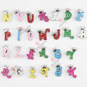 Alloy Metal Colorful Initial Letters Slide Charm Beads for Children Fashion Jewelry (JP08-008)