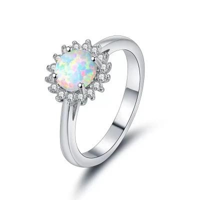 Wholesale Women Opal Stone Jewelry Latest 925 Sterling Silver Ring Design