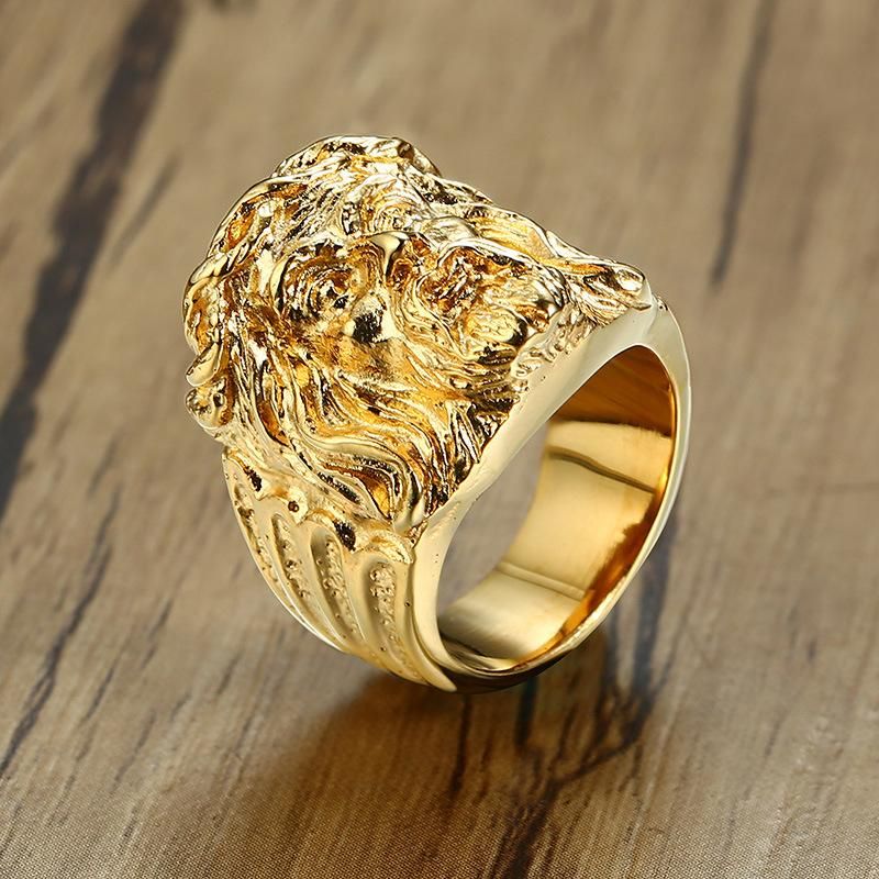 Gold Plated Mens Stainless Steel Egyptian Pharaoh Ring