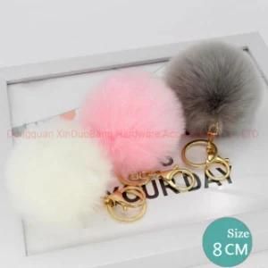Fluffy Fake Rabbit Fur POM POM Keyring