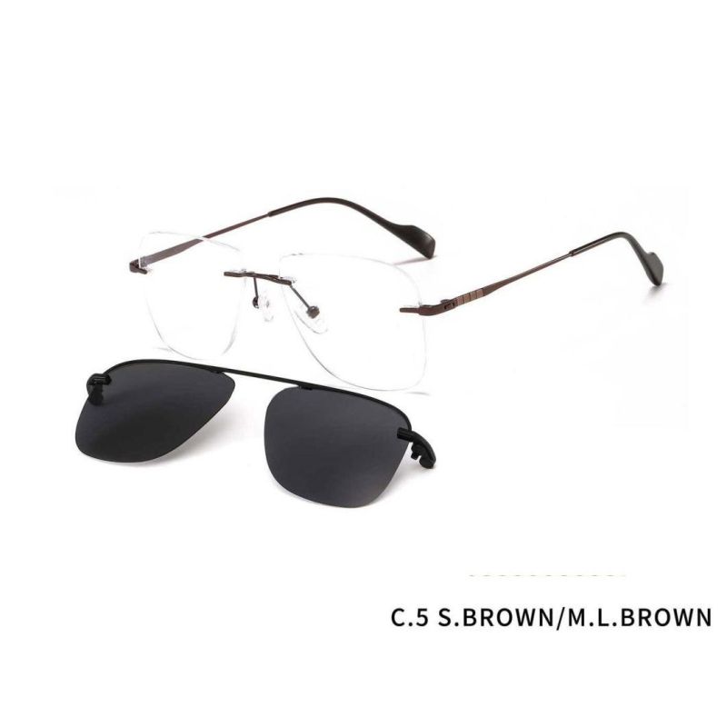 Rimless Metal Clip on Sunglasses Polarized Sunglasses Wholesale Custom Metal Magnetic Clips on Sunglasses
