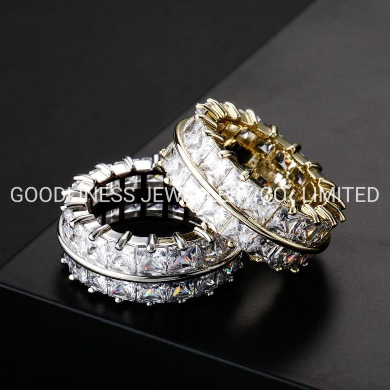 Iced out Two Row CZ Rings Hip Hop Rapper Jewelry