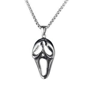 Stainless Steel Screaming Skull Mask Necklace