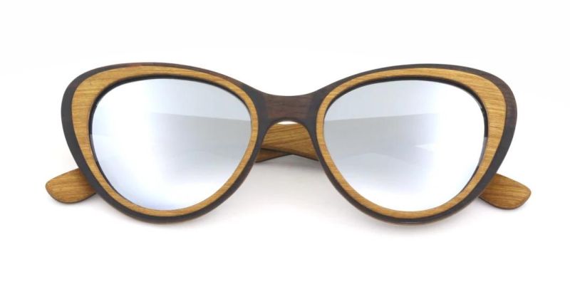 Ready to Ship No MOQ Cat Eye Nature Wood Sunglasses Polarized Sun Glasses