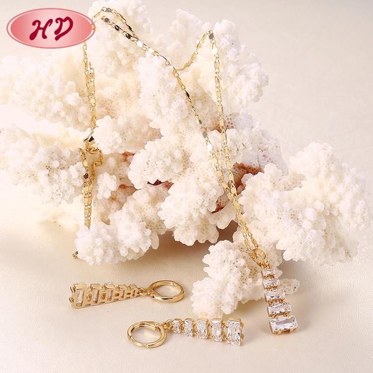 Lady Cubic Zirconia Brass Jewelry 18 K Gold Plated New Fashion Jewelry Set