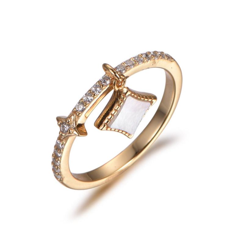 Fashion 925 Sterling Silver with CZ and Rhombus Charm Ring jewellery