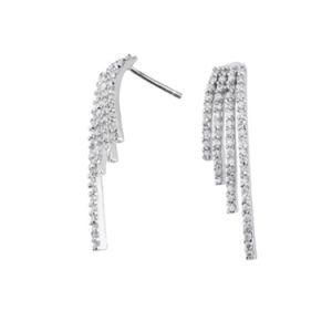 New Solid Sterling Silver Elegant Lady Stud CZ Earring