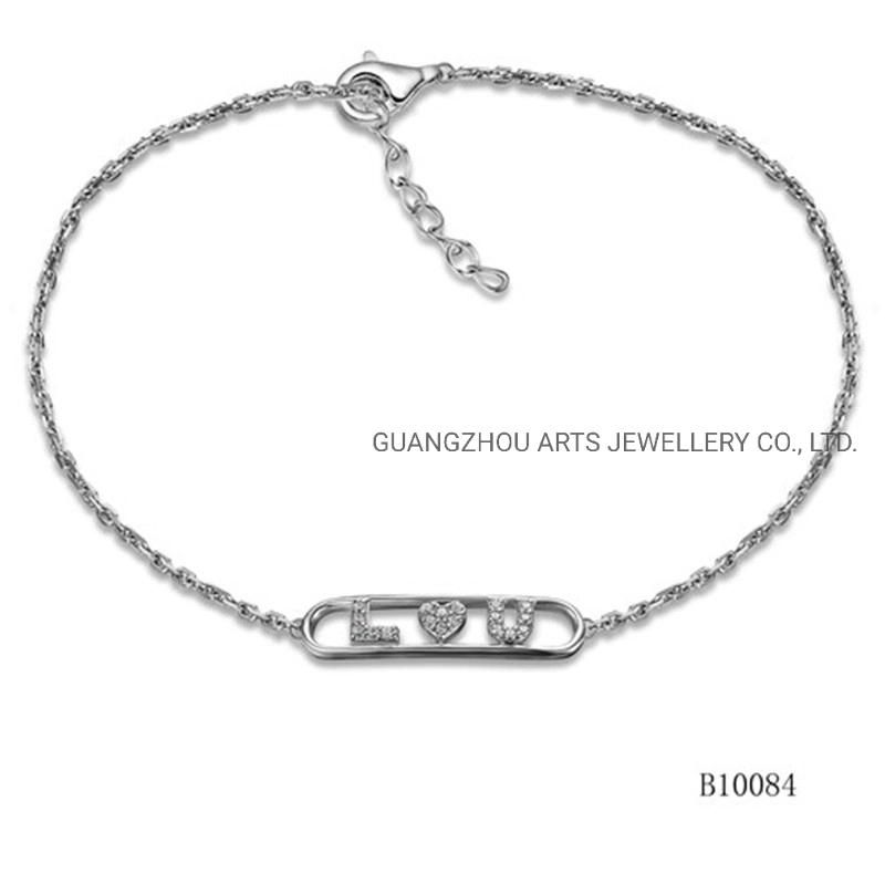 Long-Gon Cover "I Love U" Sterling Silver Bracelet