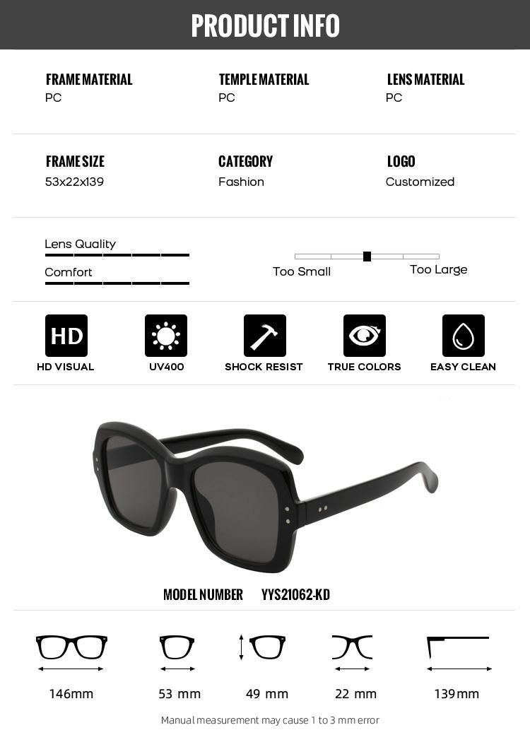 2022 Sunglasses for Women Designer Newest Trending Big Frame Sun Glasses Shades
