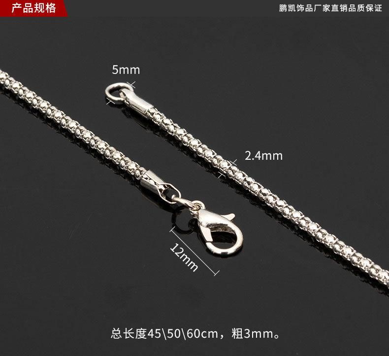 Popcorn Necklace Men Women S925 Sterling Silver Corn Necklace Girls Thai Silver Long Chain Pendant Necklace Jewelry