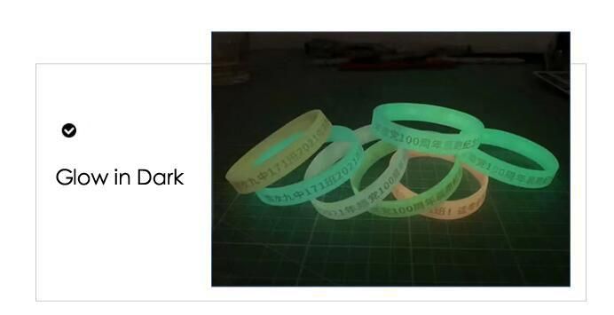 Promotional Rubber Bracelet Debossed Highly Personalized Silicon Wristband Custom Print Logo Glow in The Dark Silicone Bracelet