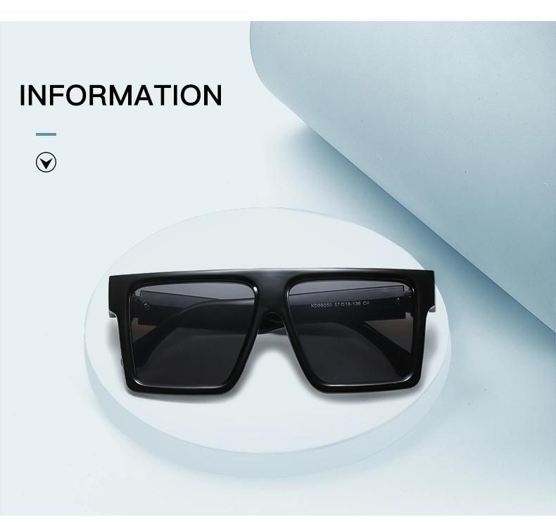 Fashion Sunglasses European and American Big Frame Sunglasses Retro Frame Long Face Sunglasses Women Bright Black Glasses