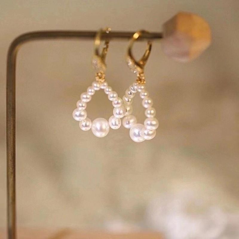 Natural Freshwater Pearl Small Pearl Eardrop Clip Korean Style Ear Stud Earrings Fashion Jewelry