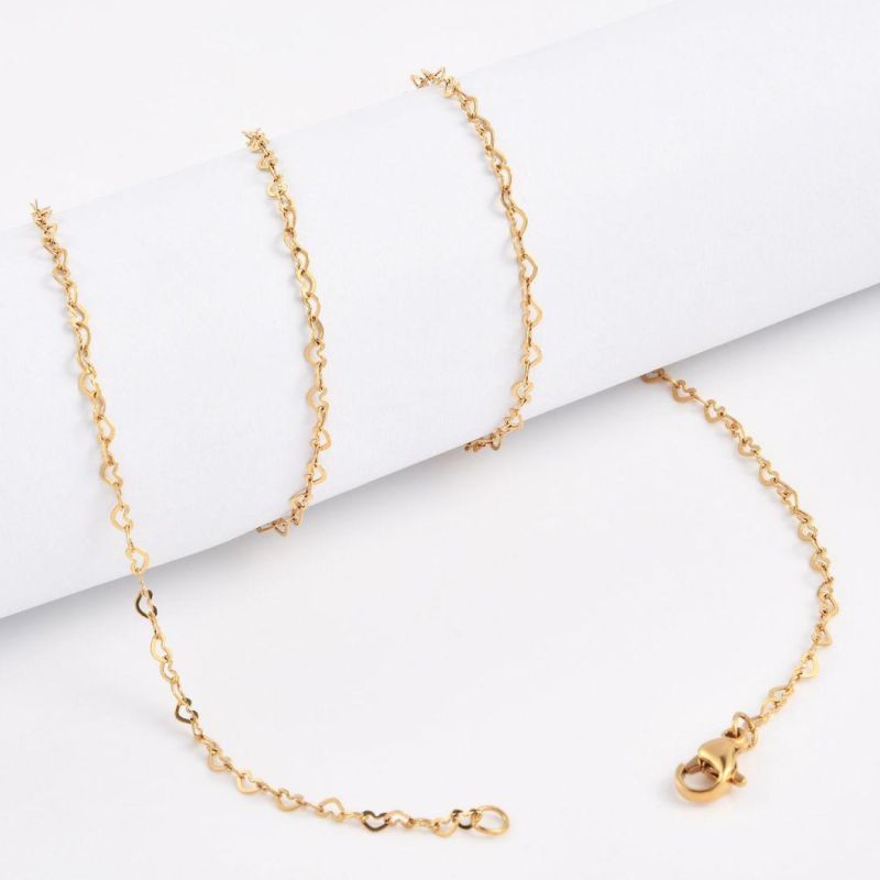 18K Gold Plated Stainless Steel Heart Necklace Bracelet Anklet Chain Jewelry Making for Ladies