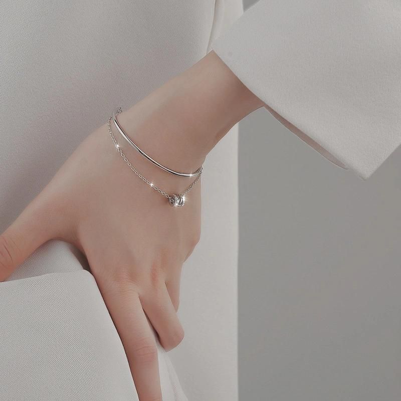 S925 Sterling Silver Designer Double-Layered Small Waist Bracelet