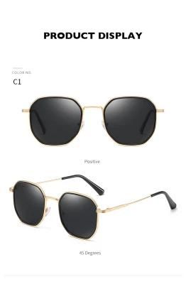 2021 Stylish Unisex Metal Frame Square Shaped Frame Golden Single Bridge Pilot Sunglasses