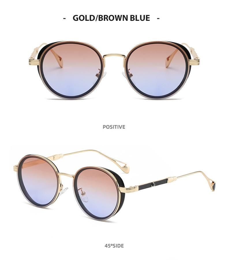 2022 OEM Wholesale Women Fashion UV400 Brand Designer Metal Round Custom Retro Vintage Sunglasses