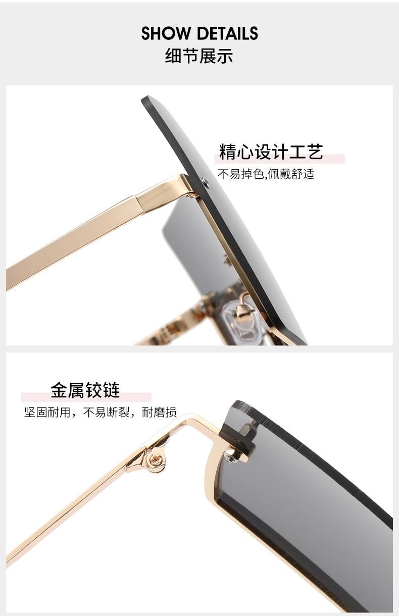 Square Sunglasses Modern Fashion Half Frame Sunglasses Live Street Shooting Glasses