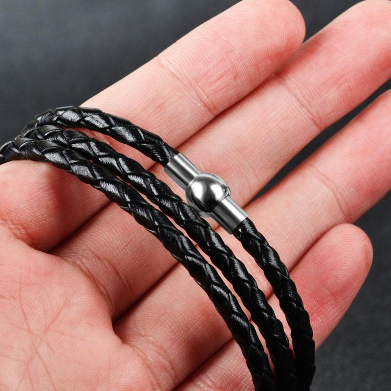 Leather Bracelet Stainless Steel Custom Beads Charm Bracelet for Men