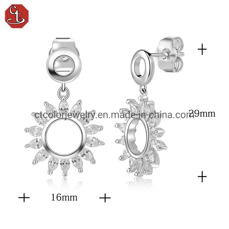 Fashion Jewelry 925 Sterling Silver White CZ and White Rhodium Earrings for Women