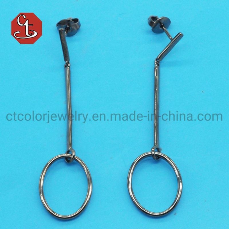 Women Long Special Geometrical rectangular Plain Line Earring Brass & Silver Jewelry