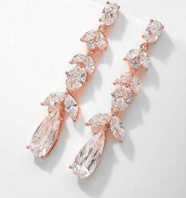 Wedding Earring Jewelry, Bridal Earring, CZ Earring, Bridesmaid Jewelry, Rose Gold Earring