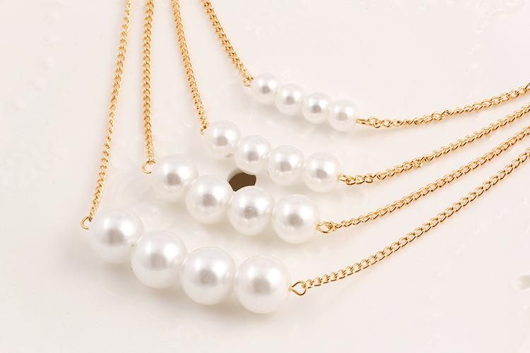Wholesale Multi-Layer Artificial Pearl Necklace Temperament Jewelry Clavicle Chain Sweater Chain Jewelry