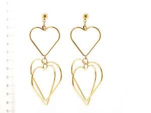 Fashion Jewelry Brass Metal Gold Heart Charm Earrings for Women