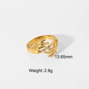 Punk Jewelry 18K Gold-Plated 316L Stainless Steel Metal Ring Titanium Steel Ring