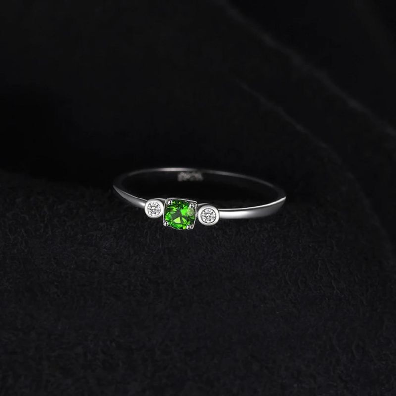 Gemstone Jewelry Created Semi Precious Stone Diopside Ring 925 Sterling Silver Jewelry