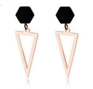 Fashion Hollowed Triangle Rose Gold Color 316L Stainless Steel Geometric Stud Earrings for Lady Studs Earrings Women