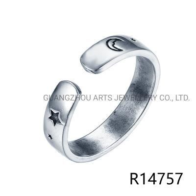 Fashion Personality Moon &amp; Star 925 Sterling Silver Casual Ring