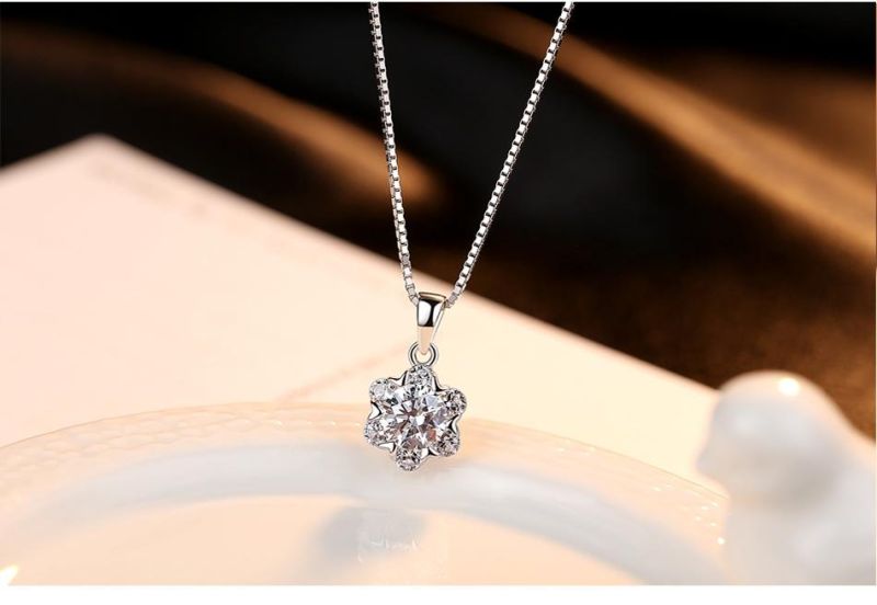 Hotsale Cubic Zircon Snowflake Sterling Silver Rings Pendant Necklace