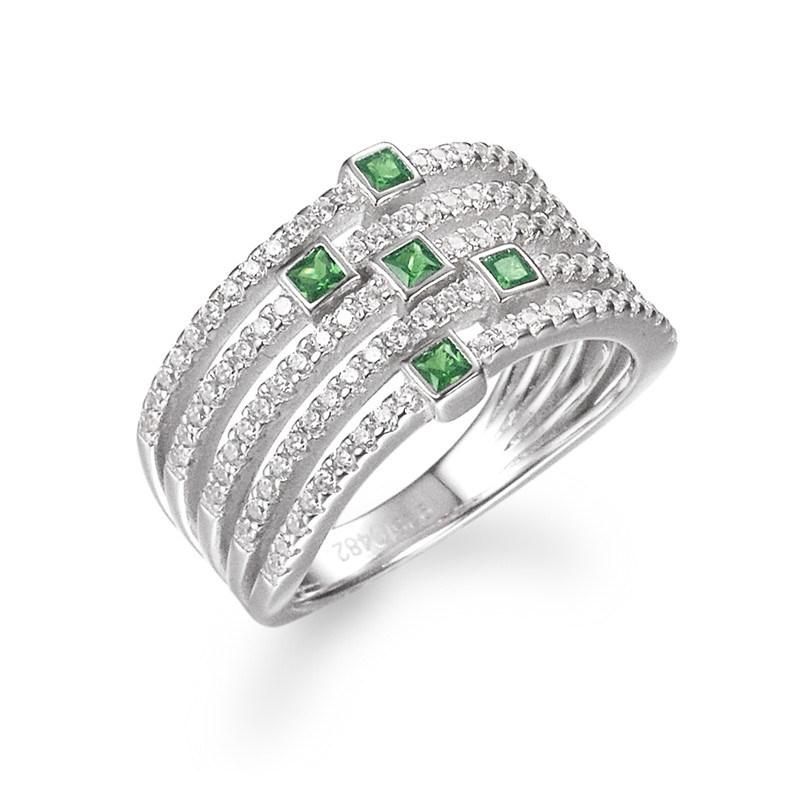 Fashion 925 Sterling Silver Rainbow CZ Ring