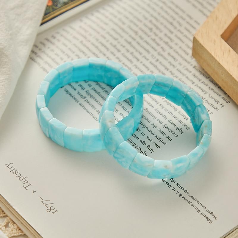 Fashion Jewelry Natural Hemimorphite Bracelet Light Blue Square Strand