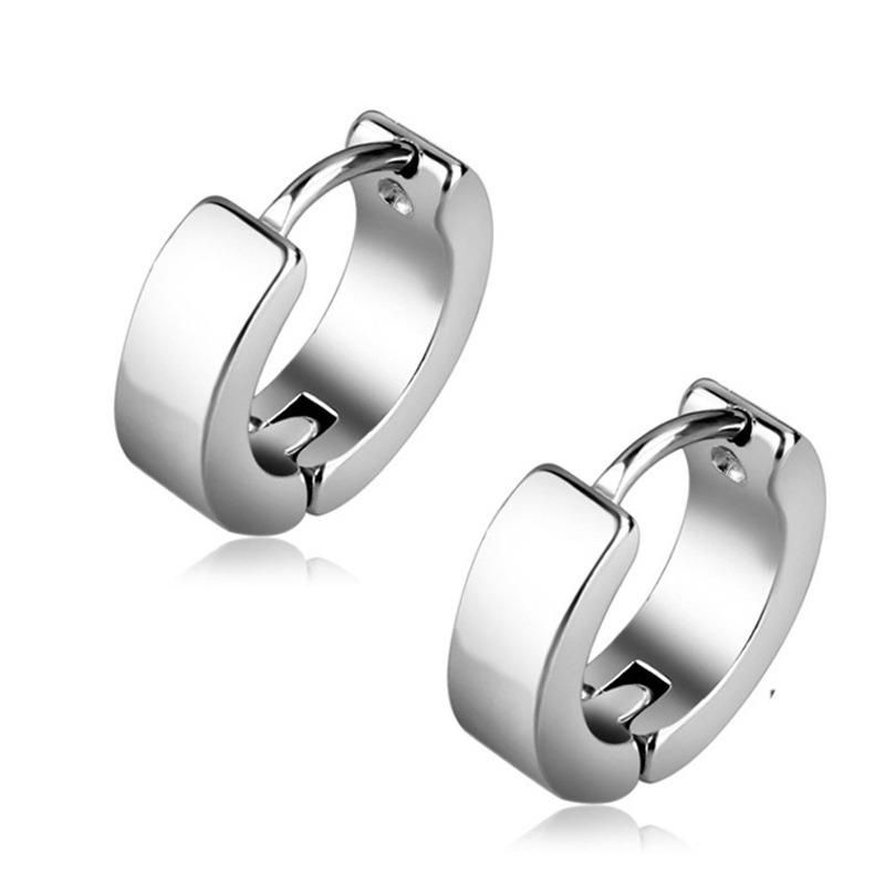 Hoop Earrings Stainless Steel Circle Round Huggies for Women Men