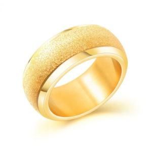 Stainless Steel Saudi Gold Sandblasted Men&prime;s Engagement Band Wedding Ring