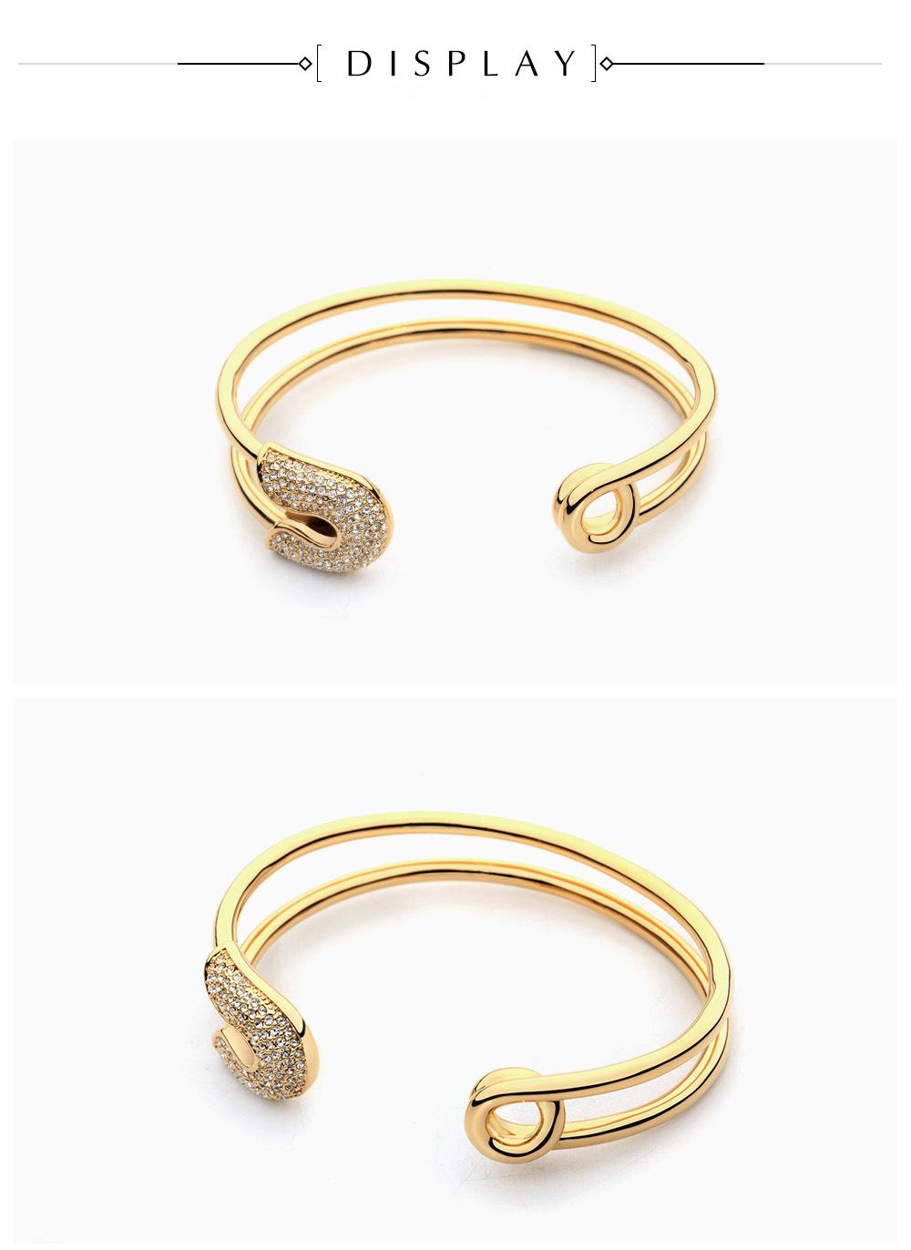 Paper Clip Shape Copper Bracelet with Shiny Crystal
