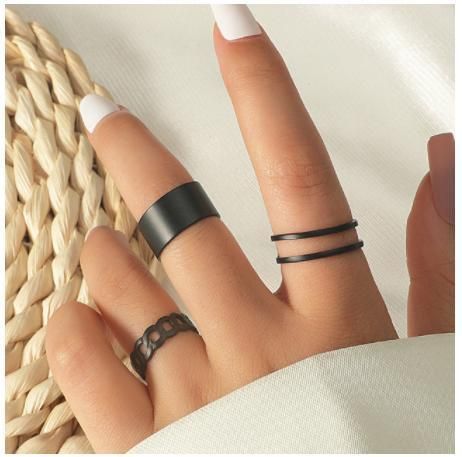 3PCS/Set Punk Finger Rings Minimalist Smooth Gold/Black Geometric Metal Rings for Women Girls Party Jewelry Bijoux Femme Drop Shipping Wholesale