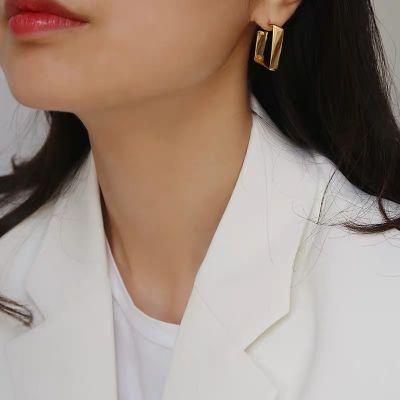 Wholesale Fashion Geometric design Irregular Square Shape Metal Earrings in 18K Gold Plated