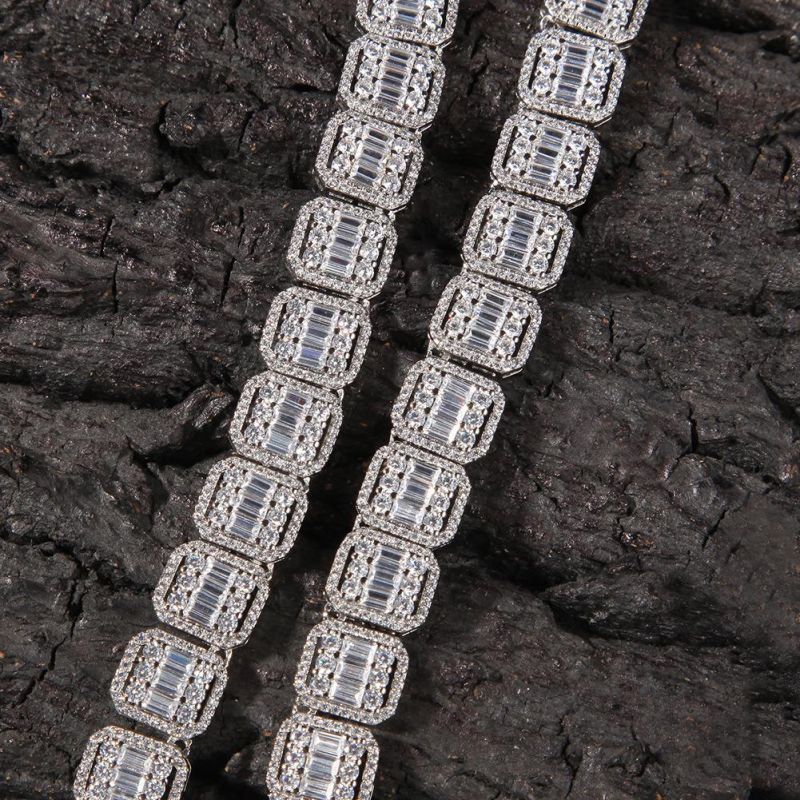 Hip Hopfashion Square Diamond Round Diamond Inlaid Hollow Necklace